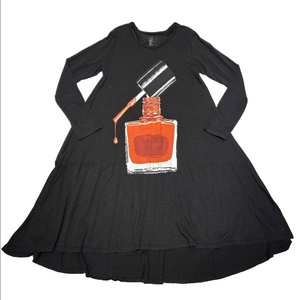 Lauren Moshi Kids Black Dress W/ Red Nail Polish Design, Size 10 ~ EUC